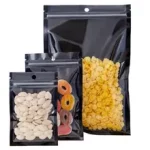 100 개/몫 검은 투명 알루미늄 호일 지퍼 잠금 가방 교수형 구멍 눈물 노치 음식 말린 과일 사탕 차 스낵 커피 가루