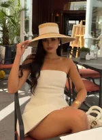 여름 밀짚 모자 검은 테두리 프랑스 우아한 숙녀 해변 여행 태양 모자 햅번 스타일 넓은 챙 밀짚 모자 кепка женская - 이미지 5