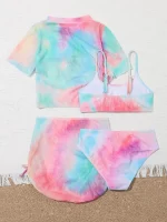 4 조각 비키니 세트 탑 & 스커트 2025 소녀 수영복 어린이 수영복 여성 어린이 Bathers 수영복 수영 수영복 Beachwear - 이미지 4