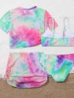 4 조각 비키니 세트 탑 & 스커트 2025 소녀 수영복 어린이 수영복 여성 어린이 Bathers 수영복 수영 수영복 Beachwear - 이미지 6