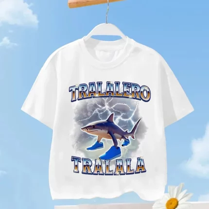 Tralalero Tralala 어린이 티셔츠 Tungtung Sahur Brainrot Anime Tees 소년 소녀 여름 짧은 소매 코튼 탑 아동복 선물