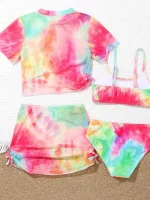 4 조각 비키니 세트 탑 & 스커트 2025 소녀 수영복 어린이 수영복 여성 어린이 Bathers 수영복 수영 수영복 Beachwear - 이미지 2