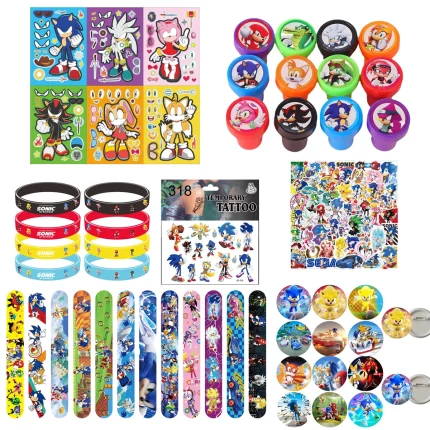 소닉 생일 파티 호의 어린이 장난감 스탬프 스티커 팔찌 선물 가방 피냐타 필러 보상 웨딩 장식 용품